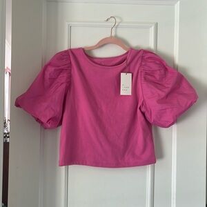 A New Day pink puff sleeve top new with tags